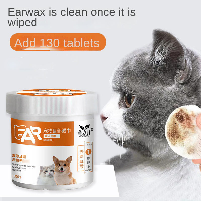 Pet Wet Wipes 130 Sheets/Box for Dogs and Cats, Universal Cat Eye Wipes and Dog Ear Cleaning Pet Supplies