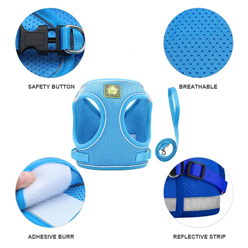 Reflective Cat Harness Leash Set Adjustable Harness Leashes Vest For Puppy Cats Walking Breathable Mesh Chest Strap Pet Product