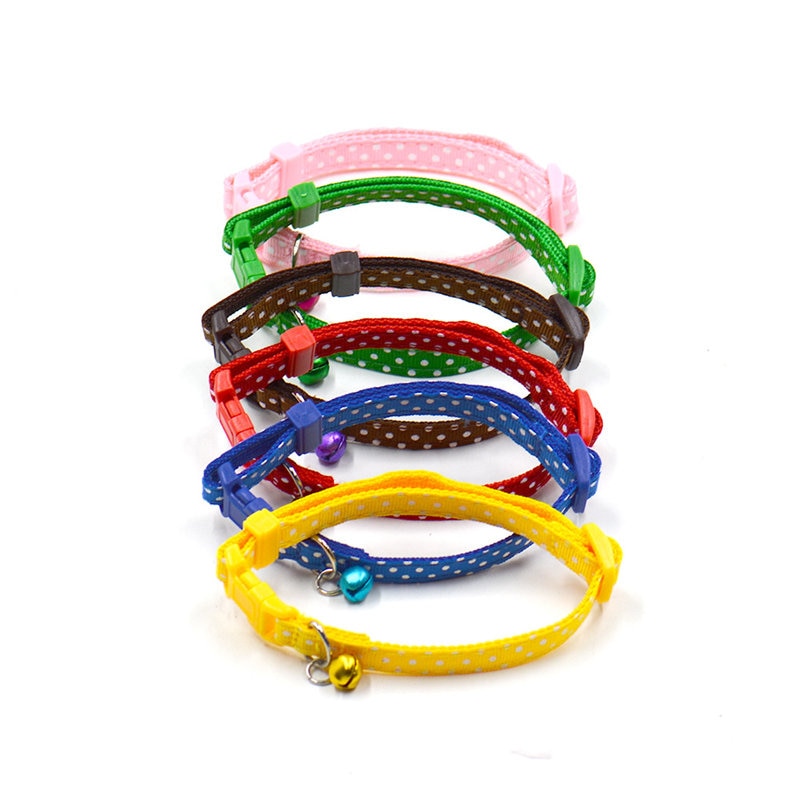 Collar Ajustable con Lunares y Campanilla para Perros y Gatos | 6 Colores