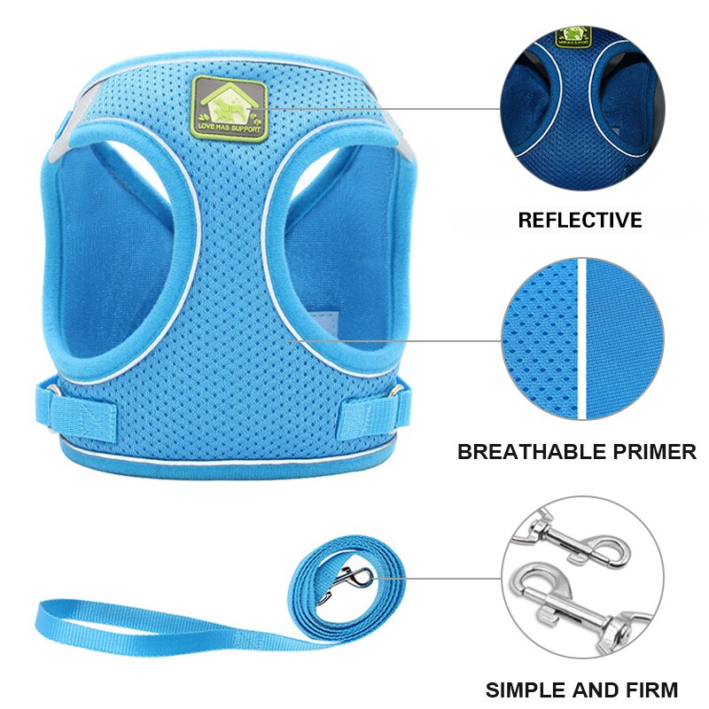 Reflective Cat Harness Leash Set Adjustable Harness Leashes Vest For Puppy Cats Walking Breathable Mesh Chest Strap Pet Product