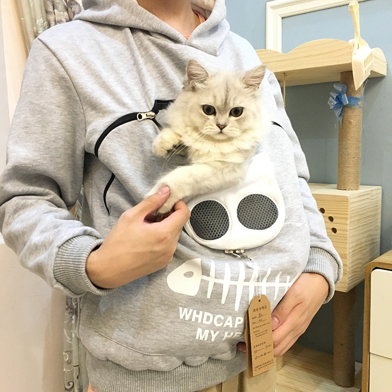 Sudadera Canguro Portabebés para Mascotas - Lleva a tu Gato o Perro Contigo