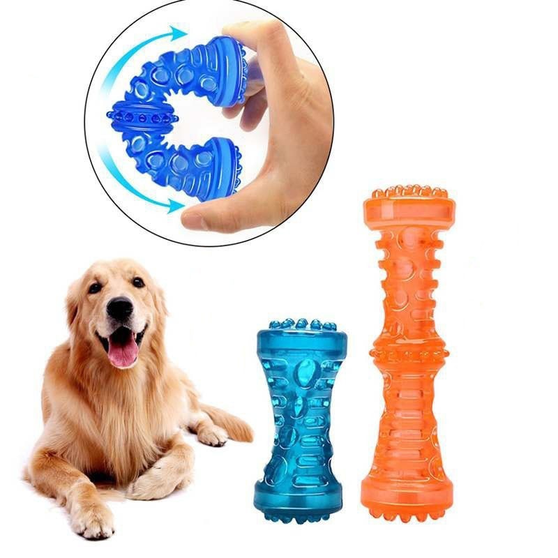 Juguete Hueso de Goma TPR para Perros | Sonido, Resistente y Limpiador de Dientes
