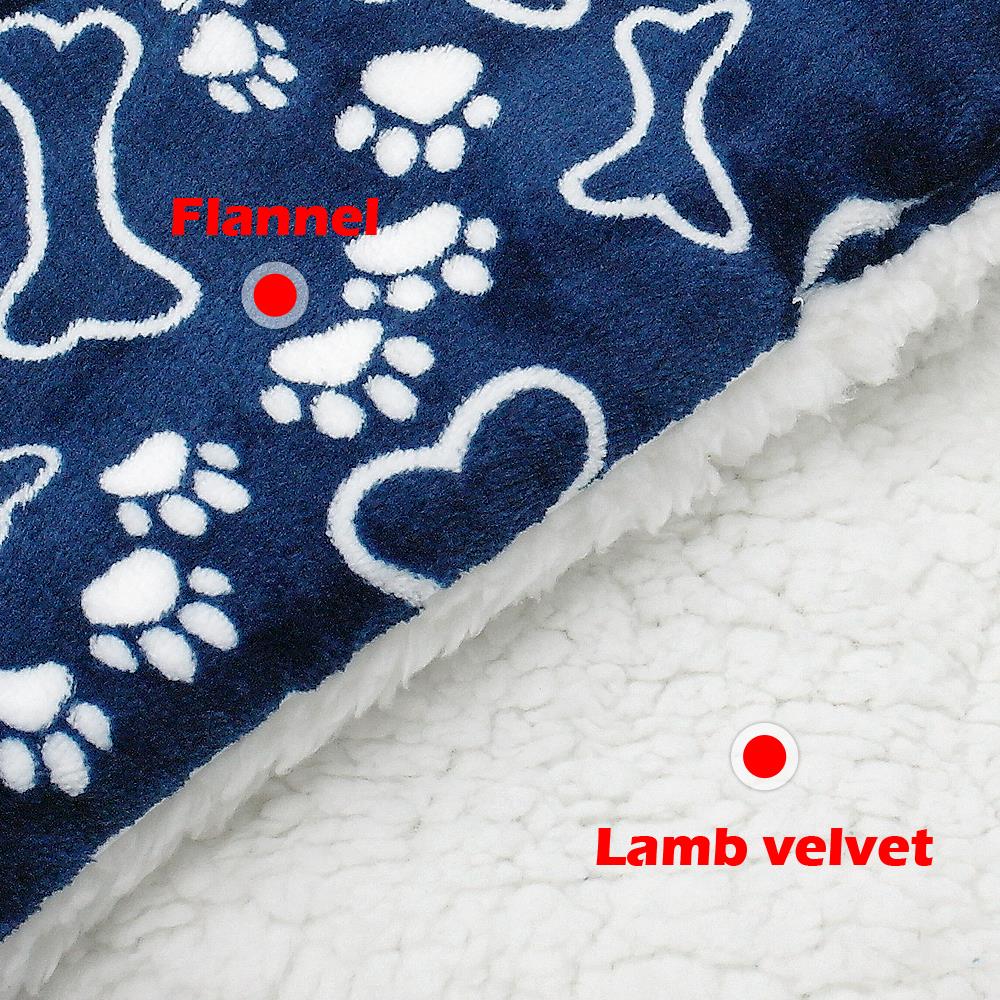 Winter Dog Bed Mat Pet Cushion Blanket Warm Paw Print Puppy Cat Fleece Beds For Small Large Dogs Cats Pad Chihuahua Cama Perro