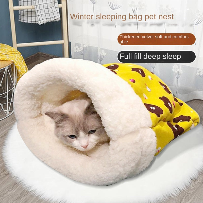 Cama Nido con Túnel para Mascotas - Cálida y Semi-cerrada