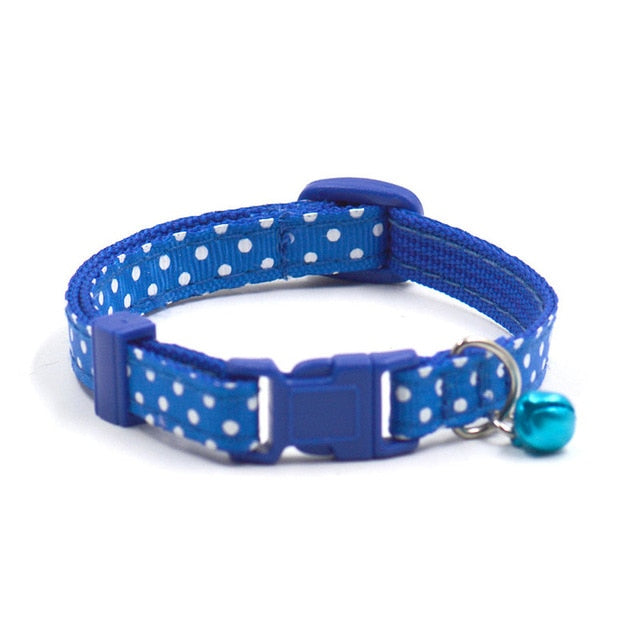 Collar Ajustable con Lunares y Campanilla para Perros y Gatos | 6 Colores