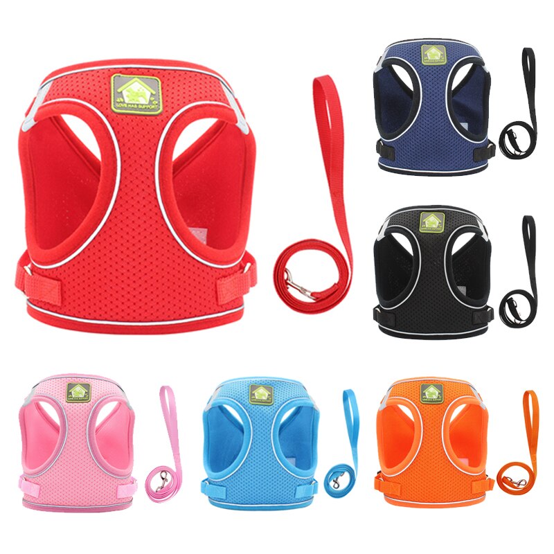 Reflective Cat Harness Leash Set Adjustable Harness Leashes Vest For Puppy Cats Walking Breathable Mesh Chest Strap Pet Product