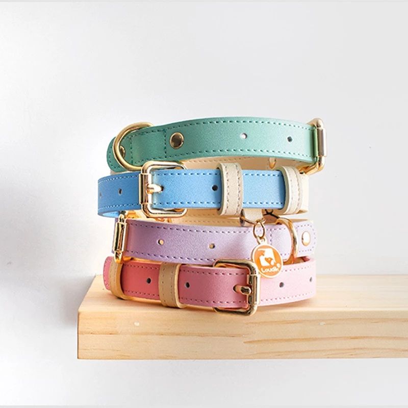 Collar de Cuero Genuino para Perros y Gatos