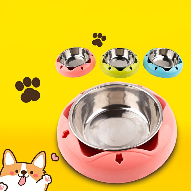 Durable Pet Dog Bowl Stainless Steel Non-slip Drinking Feeding Dual-use Food Feeder For Small Medium Dogs Cats Pet Accessories