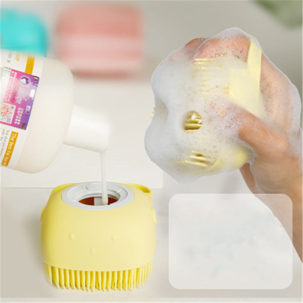 Cepillo de Baño de Silicona para Perros y Gatos. Masaje, Champú y Eliminación de Pelo | 3 Colores