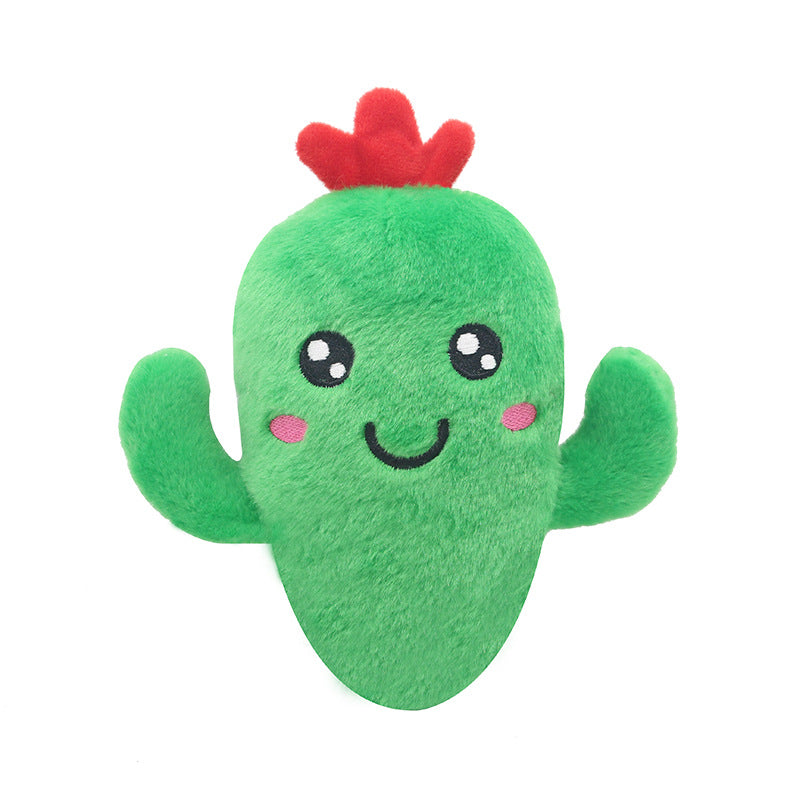 Pet Plush Sound Toys Fruits and Vegetables Dogs and Cats Educational Toys Supplies Cactus, Corn, Eggplant