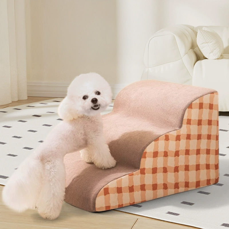 2/3/4-Step Pet Stairs/Ramp: Washable Non-Slip Memory Foam, Removable, Multi-Scene for Dogs & Cats