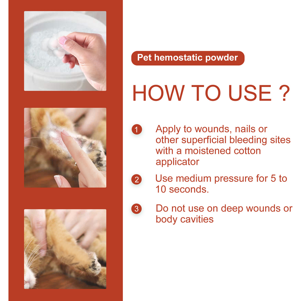 Polvo Hemostático para Mascotas. Cicatrizante y Calmante para Heridas de Perros y Gatos
