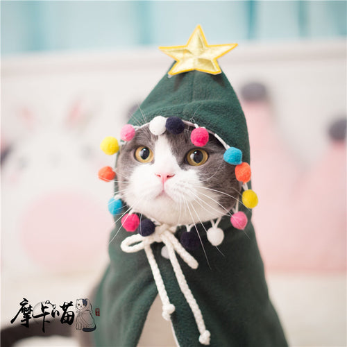 Christmas Tree Costume Cape for Dogs and Cats - Festive Apparel for Small Pets