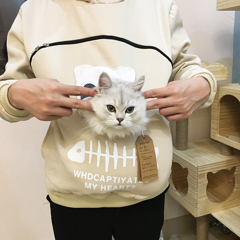 Sudadera Canguro Portabebés para Mascotas - Lleva a tu Gato o Perro Contigo