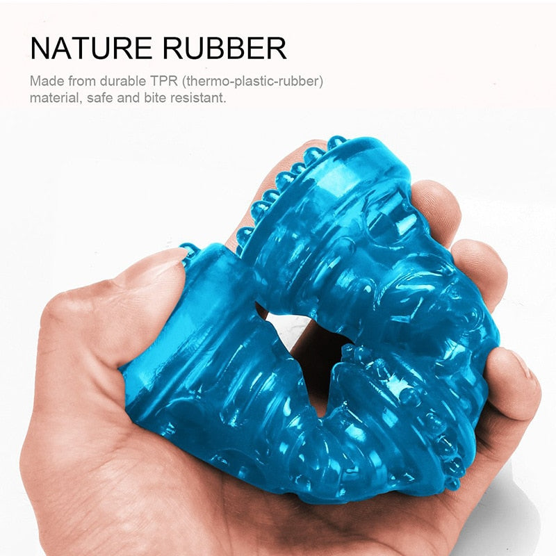 Juguete Hueso de Goma TPR para Perros | Sonido, Resistente y Limpiador de Dientes