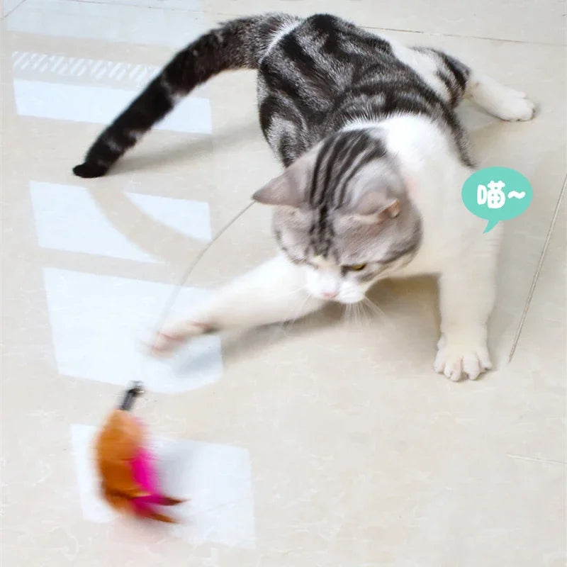 Varita Interactiva con Plumas y Cascabel para Gatos