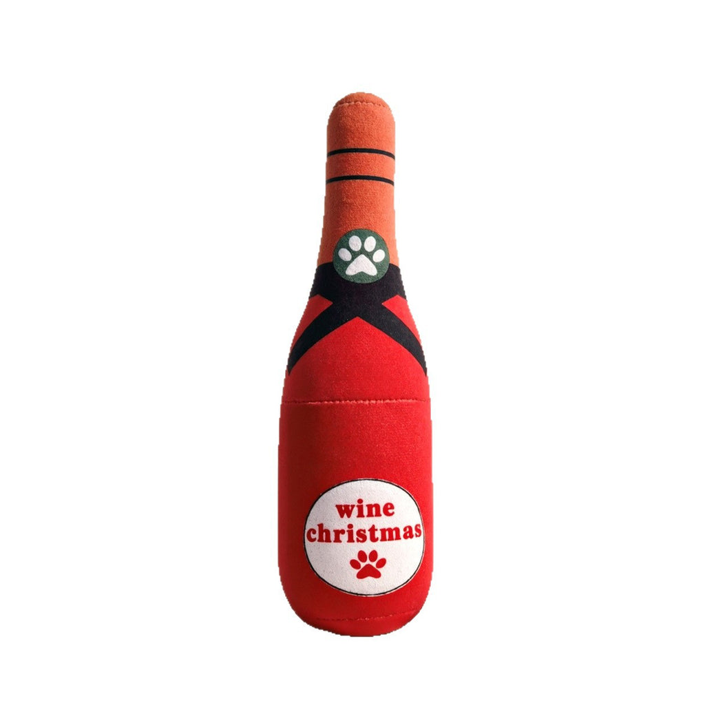 Dog Toy Realistic Wine Bottle Chew-Resistant Self-Entertainment Plush Toy for Cats and Dogs Teeth Cleaning Sound-Making Toy