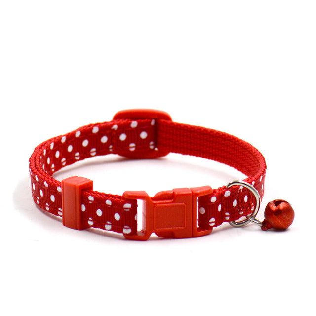 Collar Ajustable con Lunares y Campanilla para Perros y Gatos | 6 Colores