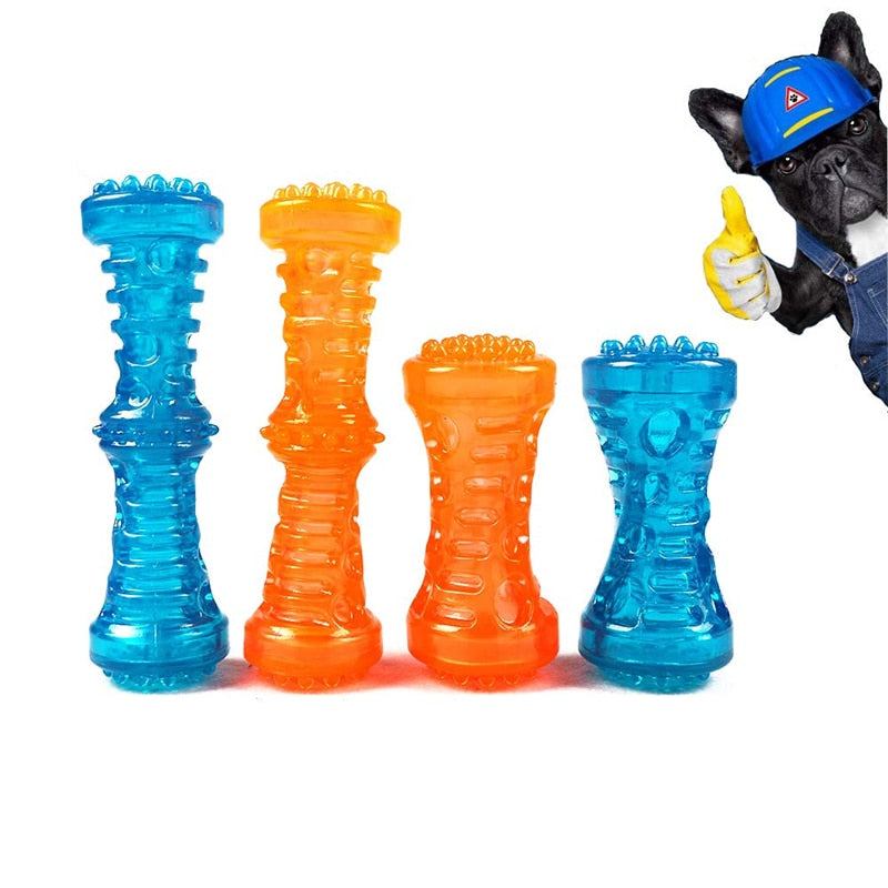 Juguete Hueso de Goma TPR para Perros | Sonido, Resistente y Limpiador de Dientes