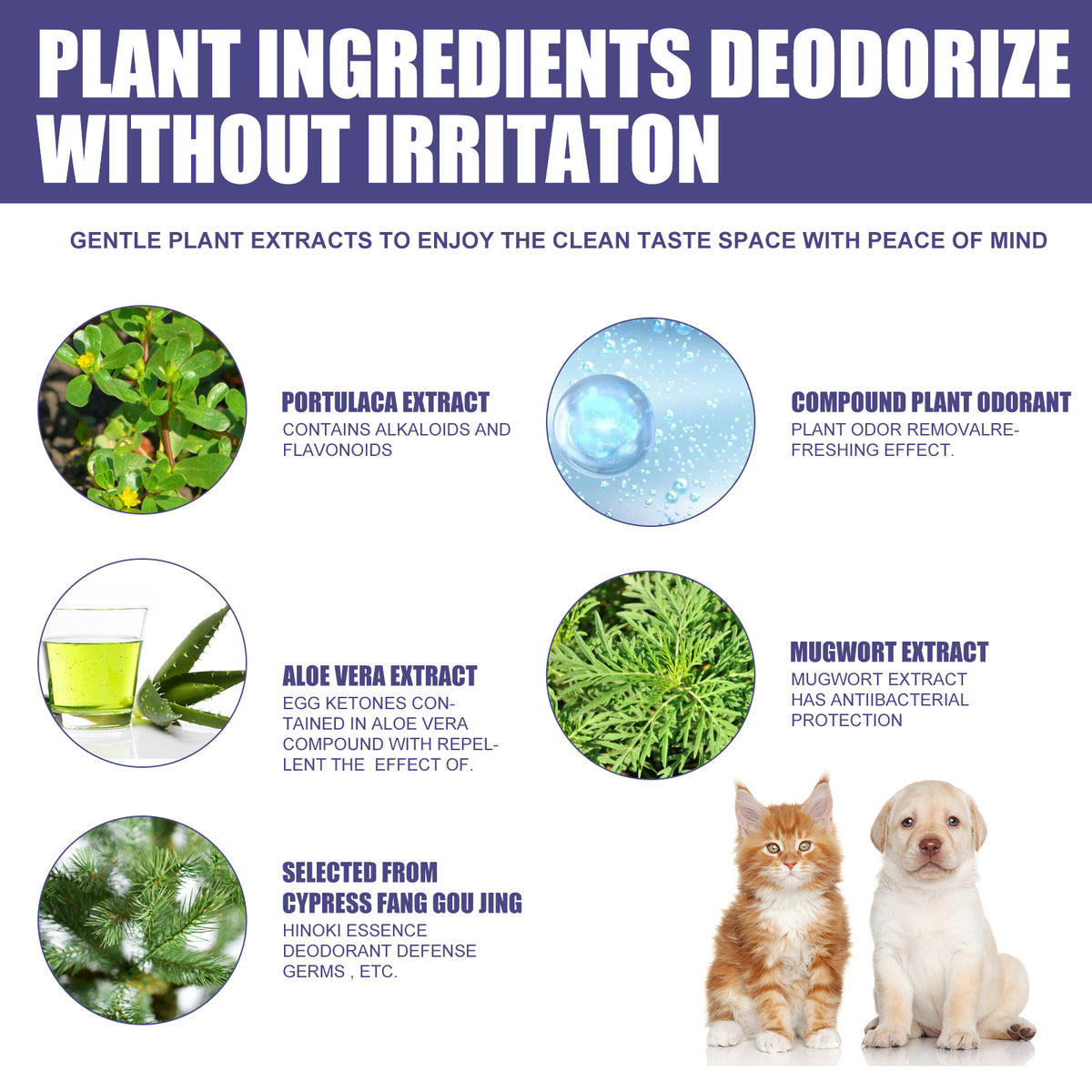 Pet Deodorant Spray To Remove Odors, Dogs And Cats To Remove Urine Odor Body Odor Feces Smell Clean Air