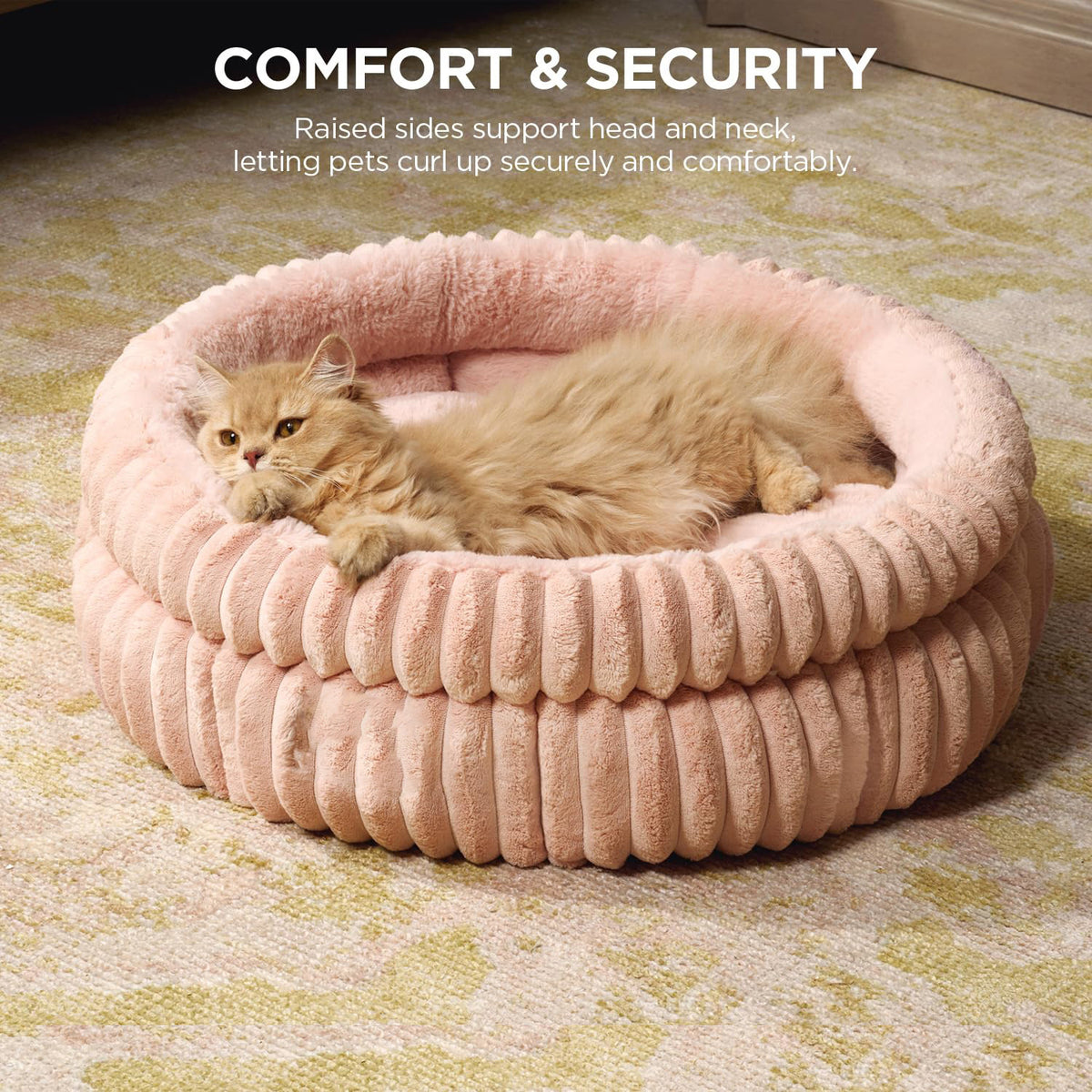 Cama Redonda de Pelo Sintético para Mascotas - Cálida y Gruesa