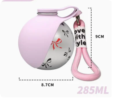 Portable Stainless Steel Pet Water Bottle with Foldable Silicone Bowl for Dogs and Cats Outdoor Walking Hiking Travel Use